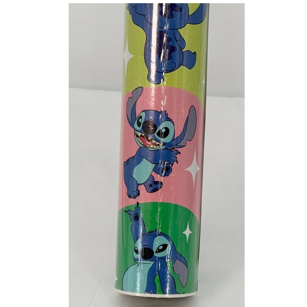 Disney Stitch Premium Heavy Weight Gift Wrap 30 SqFt Blue Pink Green 109-06
